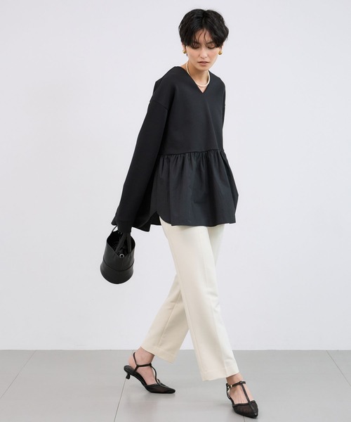 BARNYARDSTORM(バンヤードストーム)の「BARNYARDSTORM / Vネックペプラムプルオーバー / マシンウォッシャブル(Tシャツ/カットソー・レディース・ブラック/ブルー/クリーム/チャコール・FREE)」の14枚目の写真