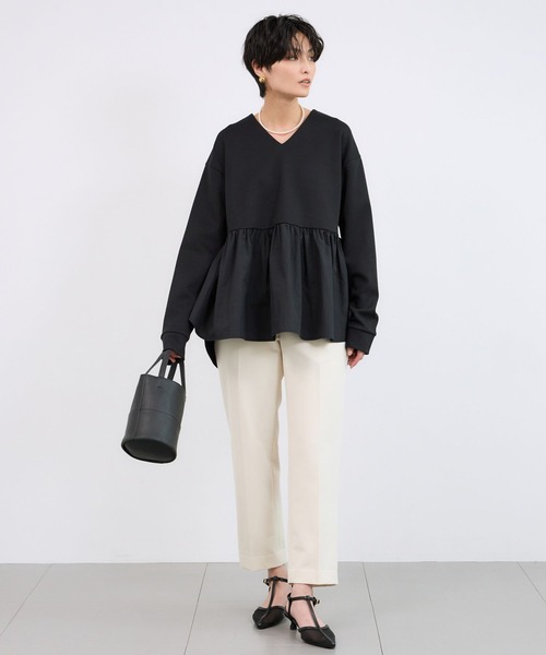 BARNYARDSTORM(バンヤードストーム)の「BARNYARDSTORM / Vネックペプラムプルオーバー / マシンウォッシャブル(Tシャツ/カットソー・レディース・ブラック/ブルー/クリーム/チャコール・FREE)」の13枚目の写真