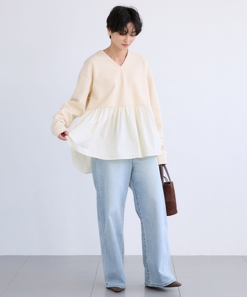 BARNYARDSTORM(バンヤードストーム)の「BARNYARDSTORM / Vネックペプラムプルオーバー / マシンウォッシャブル(Tシャツ/カットソー・レディース・ブラック/ブルー/クリーム/チャコール・FREE)」の17枚目の写真