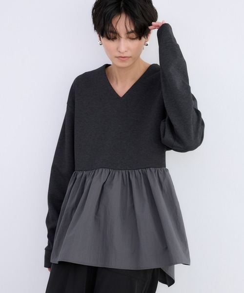 BARNYARDSTORM(バンヤードストーム)の「BARNYARDSTORM / Vネックペプラムプルオーバー / マシンウォッシャブル(Tシャツ/カットソー・レディース・ブラック/ブルー/クリーム/チャコール・FREE)」の19枚目の写真