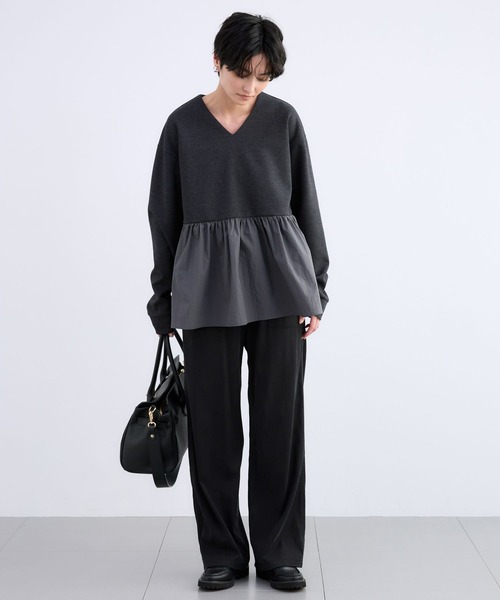 BARNYARDSTORM(バンヤードストーム)の「BARNYARDSTORM / Vネックペプラムプルオーバー / マシンウォッシャブル(Tシャツ/カットソー・レディース・ブラック/ブルー/クリーム/チャコール・FREE)」の22枚目の写真