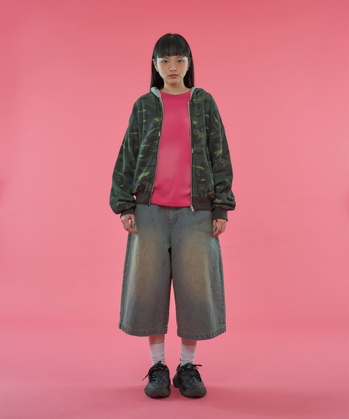 WISH FOR EVER（ウィッシュフォーエバー）の「【 2color / 3size 】REVERSIBLE SWEAT THERMAL ZIP HOODIE / リバーシブルスウェットサーマルジップフーディ（パーカー・メンズ・ピンク/グリーン・MEDIUM/SMALL/LARGE）」の7枚目の写真