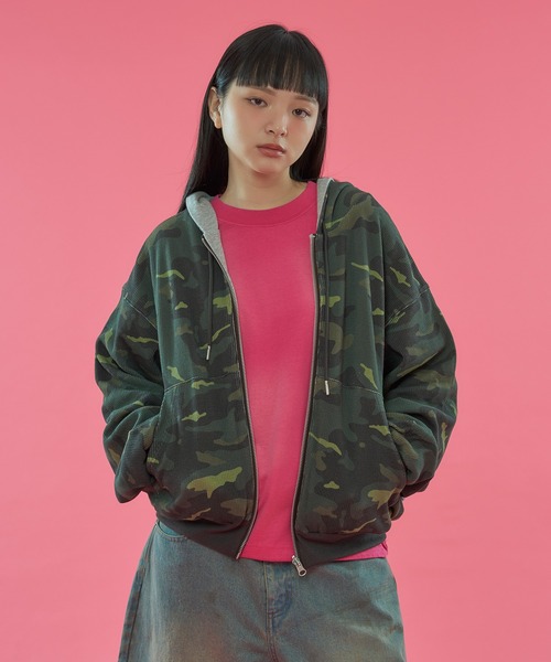 WISH FOR EVER（ウィッシュフォーエバー）の「【 2color / 3size 】REVERSIBLE SWEAT THERMAL ZIP HOODIE / リバーシブルスウェットサーマルジップフーディ（パーカー・メンズ・ピンク/グリーン・MEDIUM/SMALL/LARGE）」の16枚目の写真
