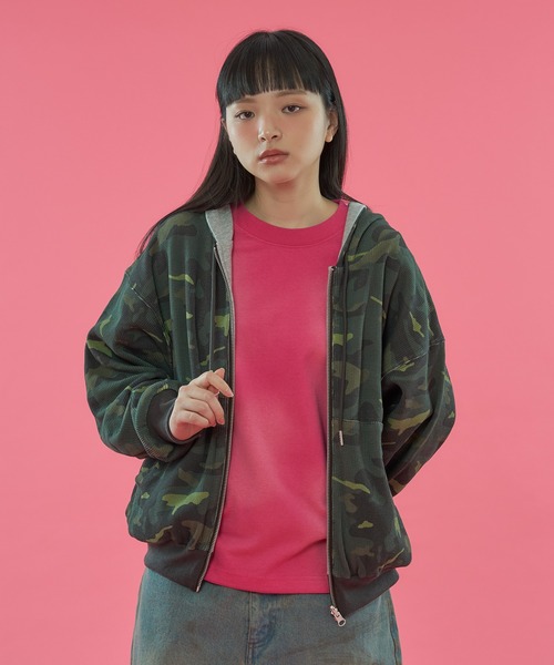 WISH FOR EVER（ウィッシュフォーエバー）の「【 2color / 3size 】REVERSIBLE SWEAT THERMAL ZIP HOODIE / リバーシブルスウェットサーマルジップフーディ（パーカー・メンズ・ピンク/グリーン・MEDIUM/SMALL/LARGE）」の18枚目の写真