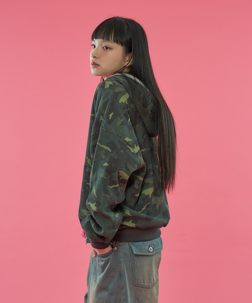 WISH FOR EVER（ウィッシュフォーエバー）の「【 2color / 3size 】REVERSIBLE SWEAT THERMAL ZIP HOODIE / リバーシブルスウェットサーマルジップフーディ（パーカー・メンズ・ピンク/グリーン・MEDIUM/SMALL/LARGE）」の19枚目の写真