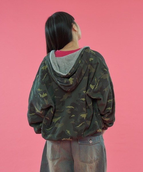 WISH FOR EVER（ウィッシュフォーエバー）の「【 2color / 3size 】REVERSIBLE SWEAT THERMAL ZIP HOODIE / リバーシブルスウェットサーマルジップフーディ（パーカー・メンズ・ピンク/グリーン・MEDIUM/SMALL/LARGE）」の20枚目の写真