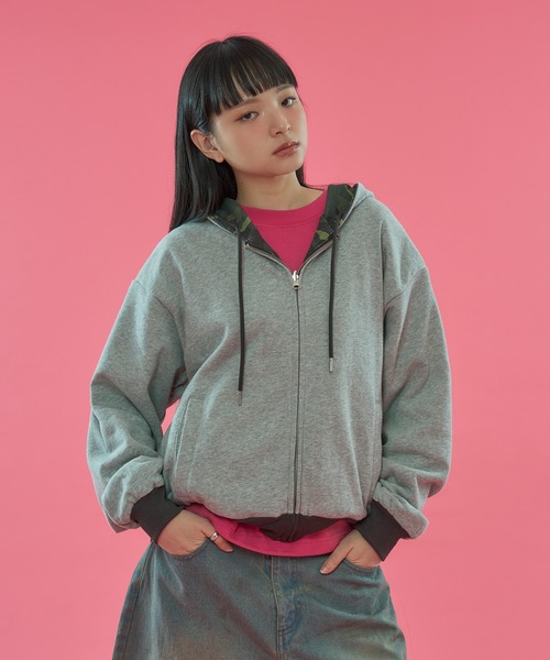 セール】【 2color / 3size 】REVERSIBLE SWEAT THERMAL ZIP HOODIE