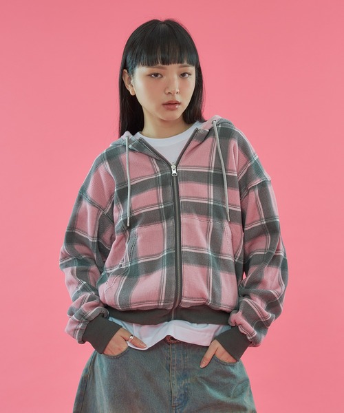 wish for everリバーシブルジップフーディ WISH FOR EVER（ウィッシュフォーエバー） パーカー EYELET DESIGN