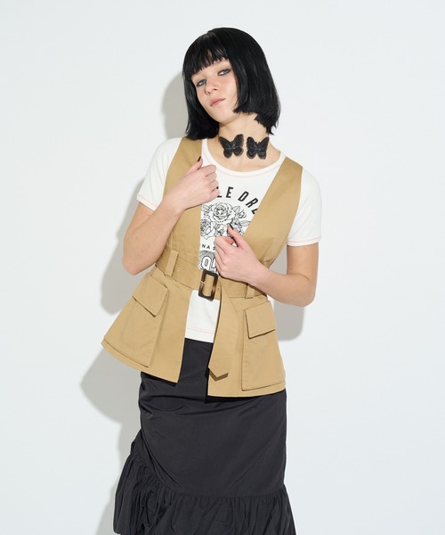 ANNA SUI NYC(アナ スイ エヌ ワイ シー)の「チノVEST(シャツ/ブラウス・レディース・ブラック/ベージュ・FREE)」の9枚目の写真