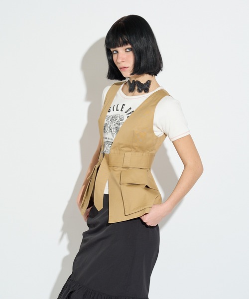 ANNA SUI NYC(アナ スイ エヌ ワイ シー)の「チノVEST(シャツ/ブラウス・レディース・ブラック/ベージュ・FREE)」の11枚目の写真