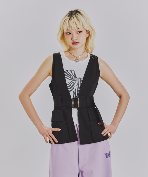 ANNA SUI NYC(アナ スイ エヌ ワイ シー)の「チノVEST(シャツ/ブラウス・レディース・ブラック/ベージュ・FREE)」の3枚目の写真