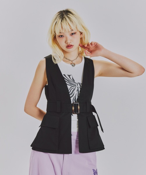 ANNA SUI NYC(アナ スイ エヌ ワイ シー)の「チノVEST(シャツ/ブラウス・レディース・ブラック/ベージュ・FREE)」の4枚目の写真