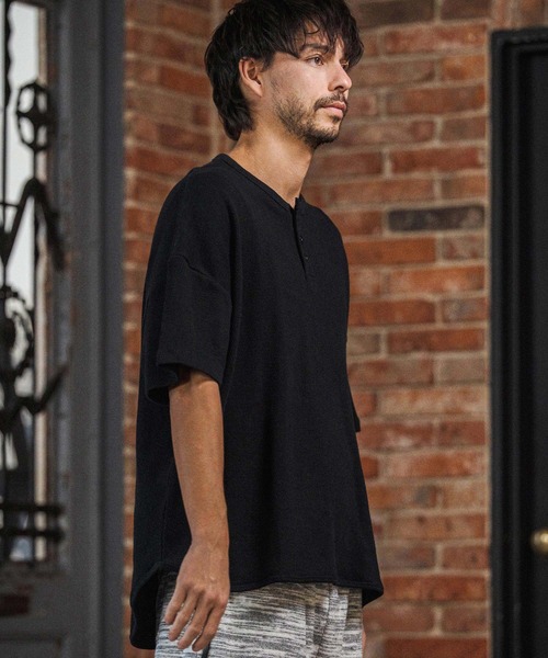 CAMBIO(カンビオ)の「mlt5580- Honeycomb Waffle Henley Neck Tee ヘンリーネックTシャツ(S64126cmb)(Tシャツ/カットソー・メンズ・ホワイト/ブラック/チャコールグレー・S/M/L)」の12枚目の写真