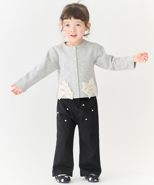 petit main（プティマイン）の「【リンク】リボンカーディガン（カーディガン/ボレロ・キッズ・チェリーピンク/トップグレー/ライトベージュ・110cm/90cm/120cm/80ｃｍ/130cm/100cm）」の7枚目の写真