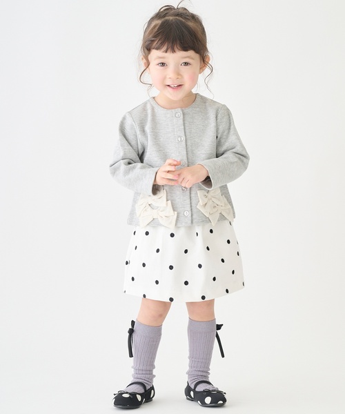 petit main（プティマイン）の「【リンク】リボンカーディガン（カーディガン/ボレロ・キッズ・チェリーピンク/トップグレー/ライトベージュ・110cm/90cm/120cm/80ｃｍ/130cm/100cm）」の8枚目の写真