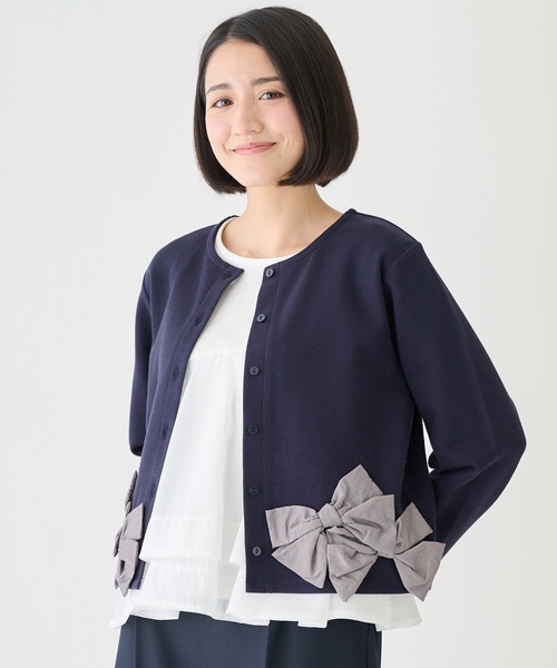 petit main（プティマイン）の「【リンク】リボンカーディガン（カーディガン/ボレロ・キッズ・チェリーピンク/トップグレー/ライトベージュ・110cm/90cm/120cm/80ｃｍ/130cm/100cm）」の12枚目の写真