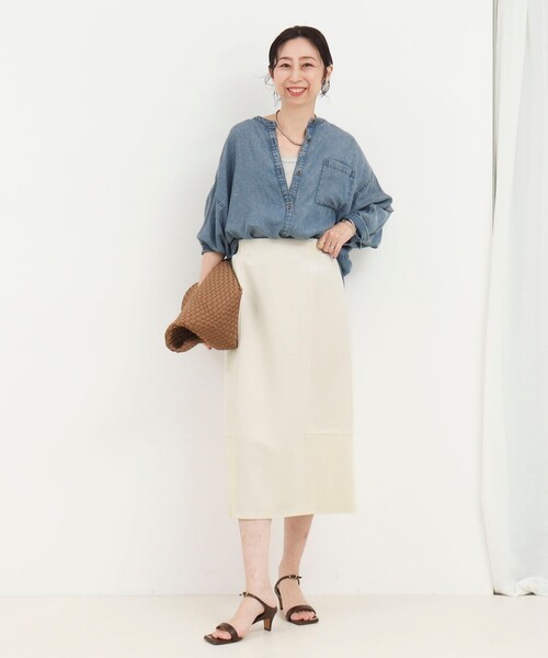 MICO COULIER（ミコクリエ）の「《セットアップ対応》軽量ボンディング切替スカート（スカート・レディース・カーキ/キナリ/ネイビー・36/38）」の4枚目の写真