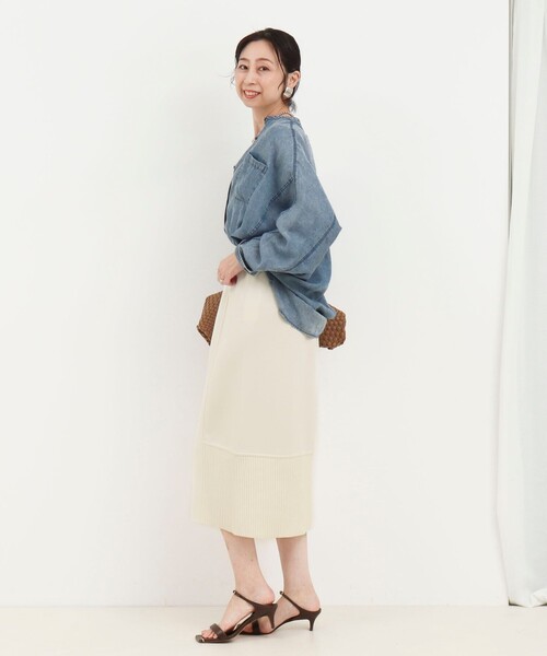 MICO COULIER（ミコクリエ）の「《セットアップ対応》軽量ボンディング切替スカート（スカート・レディース・カーキ/キナリ/ネイビー・36/38）」の6枚目の写真