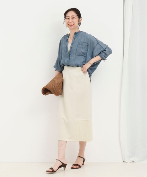 MICO COULIER（ミコクリエ）の「《セットアップ対応》軽量ボンディング切替スカート（スカート・レディース・カーキ/キナリ/ネイビー・36/38）」の8枚目の写真