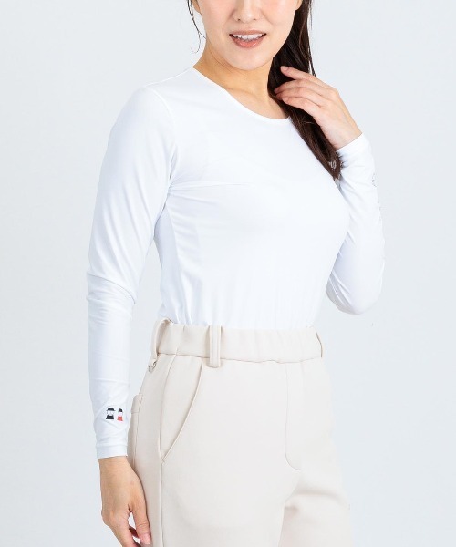 Picone CLUB(ピッコーネクラブ)の「ピコ柄クルーネックUV冷感インナー(Tシャツ/カットソー・レディース・ブラック/ホワイト・13号/11号/9号)」の17枚目の写真