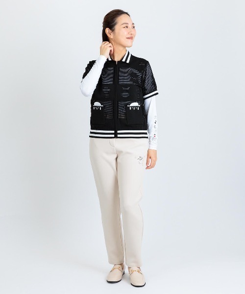 Picone CLUB(ピッコーネクラブ)の「ピコ柄クルーネックUV冷感インナー(Tシャツ/カットソー・レディース・ブラック/ホワイト・13号/11号/9号)」の6枚目の写真