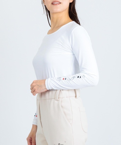 Picone CLUB(ピッコーネクラブ)の「ピコ柄クルーネックUV冷感インナー(Tシャツ/カットソー・レディース・ブラック/ホワイト・13号/11号/9号)」の3枚目の写真