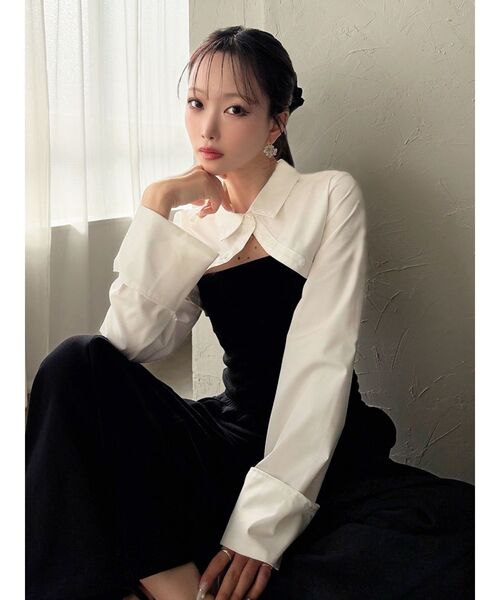 RESEXXY（リゼクシー）の「シャツドッキングトップス【セットアップ着用可能】（Tシャツ/カットソー・レディース・チャコールグレー/グレー/ブラック・FREE）」の6枚目の写真