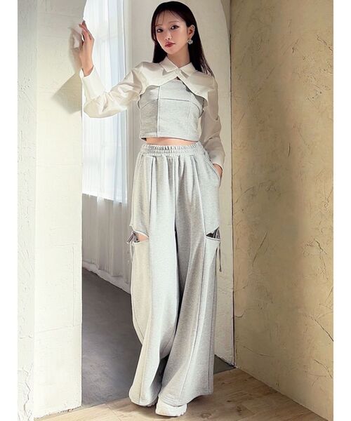 RESEXXY（リゼクシー）の「シャツドッキングトップス【セットアップ着用可能】（Tシャツ/カットソー・レディース・チャコールグレー/グレー/ブラック・FREE）」の12枚目の写真