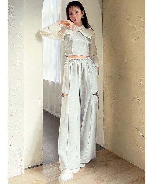 RESEXXY（リゼクシー）の「シャツドッキングトップス【セットアップ着用可能】（Tシャツ/カットソー・レディース・チャコールグレー/グレー/ブラック・FREE）」の13枚目の写真