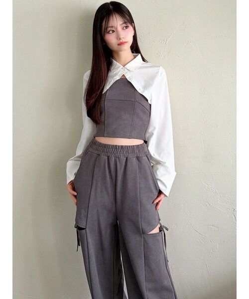 RESEXXY（リゼクシー）の「シャツドッキングトップス【セットアップ着用可能】（Tシャツ/カットソー・レディース・チャコールグレー/グレー/ブラック・FREE）」の16枚目の写真