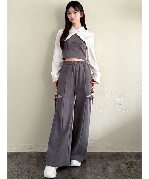 RESEXXY（リゼクシー）の「シャツドッキングトップス【セットアップ着用可能】（Tシャツ/カットソー・レディース・チャコールグレー/グレー/ブラック・FREE）」の18枚目の写真