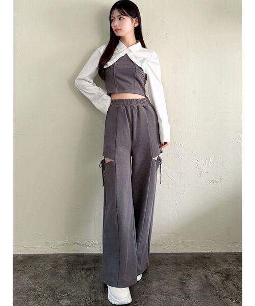 RESEXXY（リゼクシー）の「シャツドッキングトップス【セットアップ着用可能】（Tシャツ/カットソー・レディース・チャコールグレー/グレー/ブラック・FREE）」の19枚目の写真