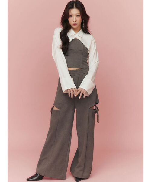 RESEXXY（リゼクシー）の「シャツドッキングトップス【セットアップ着用可能】（Tシャツ/カットソー・レディース・チャコールグレー/グレー/ブラック・FREE）」の20枚目の写真