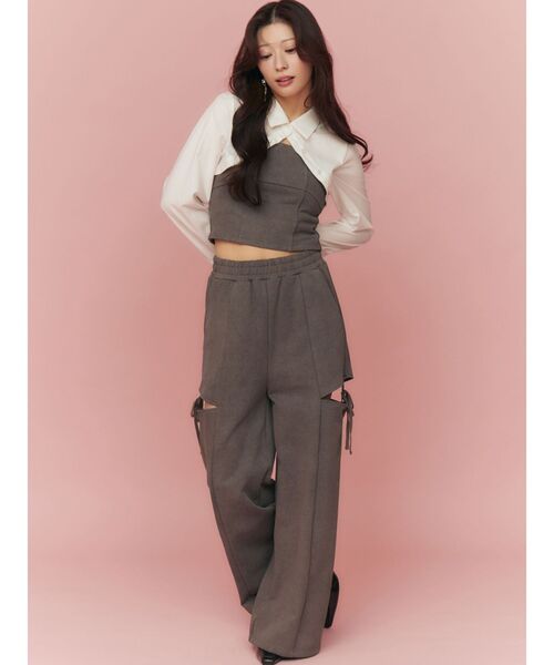 RESEXXY（リゼクシー）の「シャツドッキングトップス【セットアップ着用可能】（Tシャツ/カットソー・レディース・チャコールグレー/グレー/ブラック・FREE）」の21枚目の写真