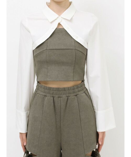 RESEXXY（リゼクシー）の「シャツドッキングトップス【セットアップ着用可能】（Tシャツ/カットソー・レディース・チャコールグレー/グレー/ブラック・FREE）」の22枚目の写真