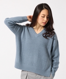 GLOBAL WORK | 7ゲージイタリアVネックプルオーバー長袖/709787(ニット/セーター)