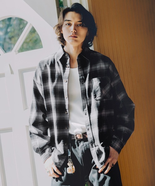 Bleme（ブレム）の「ヴィンテージメイク オンブレチェックシャツ（シャツ/ブラウス・メンズ・ブルー/ブラック・M/S/XL/L）」の3枚目の写真