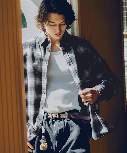 Bleme（ブレム）の「ヴィンテージメイク オンブレチェックシャツ（シャツ/ブラウス・メンズ・ブルー/ブラック・M/S/XL/L）」の4枚目の写真