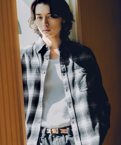 Bleme（ブレム）の「ヴィンテージメイク オンブレチェックシャツ（シャツ/ブラウス・メンズ・ブルー/ブラック・M/S/XL/L）」の5枚目の写真