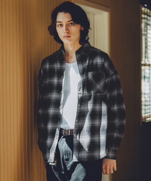 Bleme（ブレム）の「ヴィンテージメイク オンブレチェックシャツ（シャツ/ブラウス・メンズ・ブルー/ブラック・M/S/XL/L）」の8枚目の写真