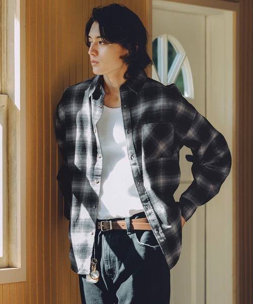 Bleme（ブレム）の「ヴィンテージメイク オンブレチェックシャツ（シャツ/ブラウス・メンズ・ブルー/ブラック・M/S/XL/L）」の9枚目の写真