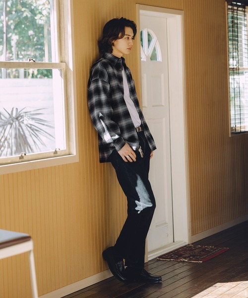 Bleme（ブレム）の「ヴィンテージメイク オンブレチェックシャツ（シャツ/ブラウス・メンズ・ブルー/ブラック・M/S/XL/L）」の12枚目の写真