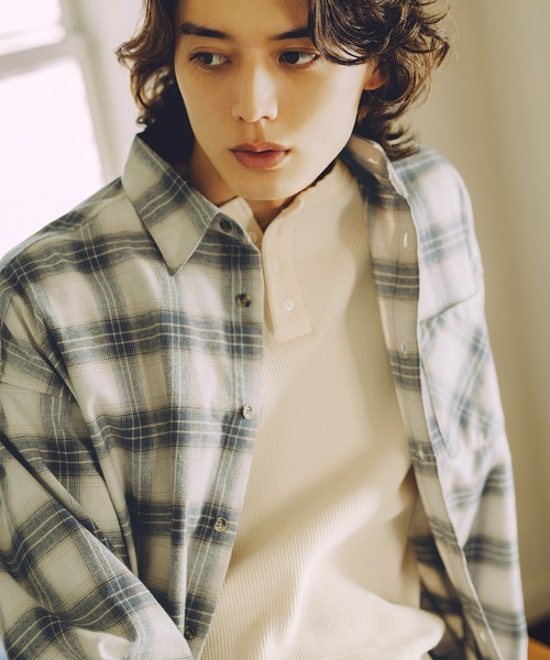 Bleme（ブレム）の「ヴィンテージメイク オンブレチェックシャツ（シャツ/ブラウス・メンズ・ブルー/ブラック・M/S/XL/L）」の14枚目の写真