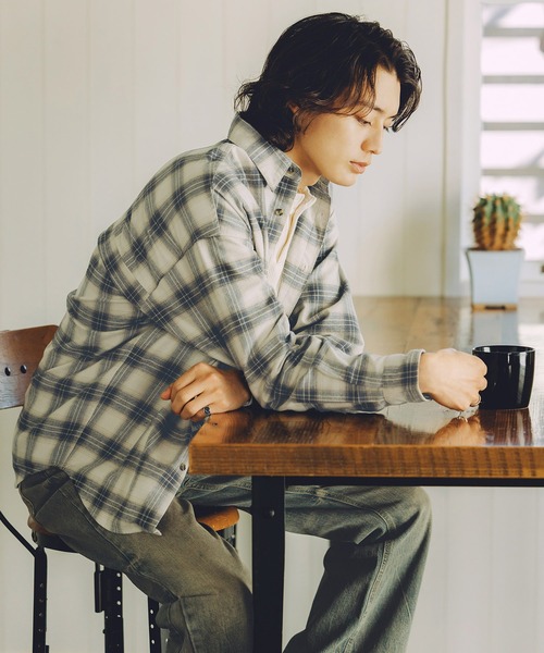 Bleme（ブレム）の「ヴィンテージメイク オンブレチェックシャツ（シャツ/ブラウス・メンズ・ブルー/ブラック・M/S/XL/L）」の15枚目の写真