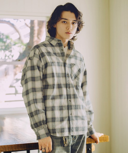 Bleme（ブレム）の「ヴィンテージメイク オンブレチェックシャツ（シャツ/ブラウス・メンズ・ブルー/ブラック・M/S/XL/L）」の18枚目の写真