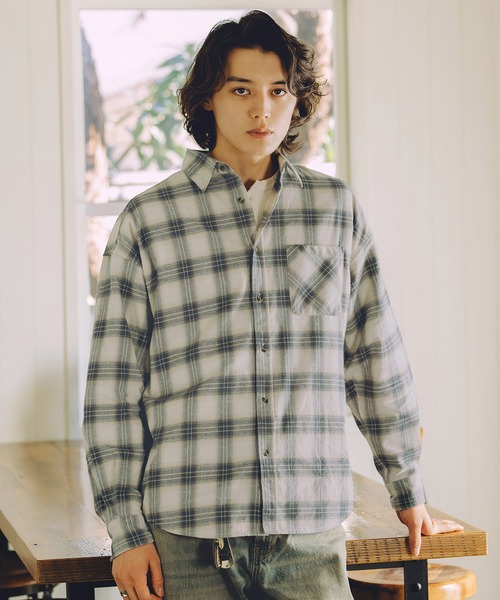 Bleme（ブレム）の「ヴィンテージメイク オンブレチェックシャツ（シャツ/ブラウス・メンズ・ブルー/ブラック・M/S/XL/L）」の19枚目の写真