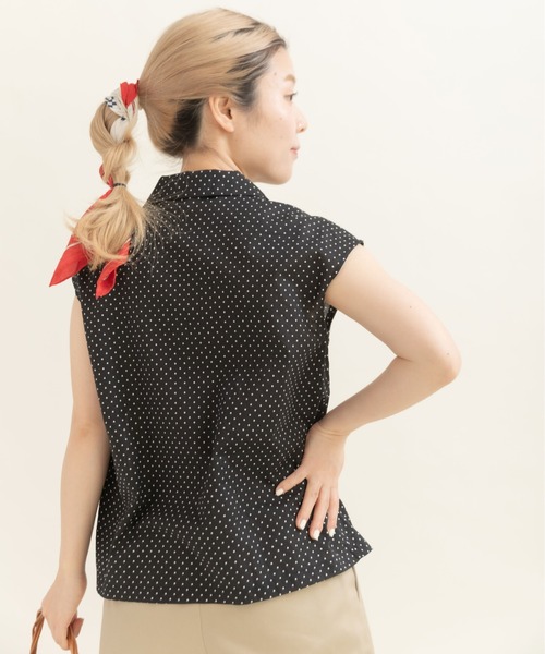 CHILD WOMAN（チャイルドウーマン）の「100/２ブロード・ローンドット 開襟フレンチスリーブブラウス（シャツ/ブラウス・レディース・ドット/ホワイト・FREE）」の6枚目の写真