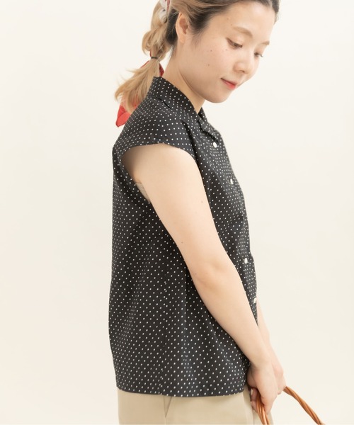 CHILD WOMAN（チャイルドウーマン）の「100/２ブロード・ローンドット 開襟フレンチスリーブブラウス（シャツ/ブラウス・レディース・ドット/ホワイト・FREE）」の4枚目の写真