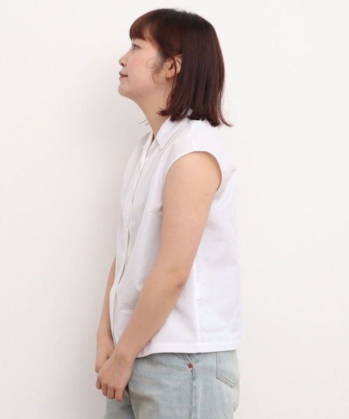 CHILD WOMAN（チャイルドウーマン）の「100/２ブロード・ローンドット 開襟フレンチスリーブブラウス（シャツ/ブラウス・レディース・ドット/ホワイト・FREE）」の20枚目の写真