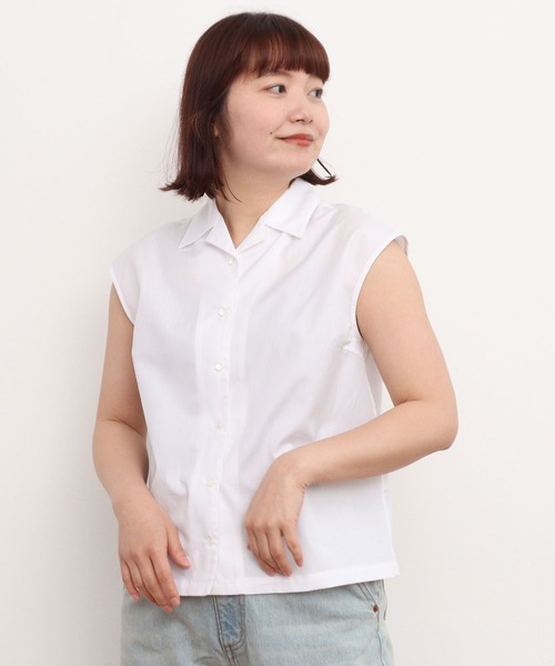 CHILD WOMAN（チャイルドウーマン）の「100/２ブロード・ローンドット 開襟フレンチスリーブブラウス（シャツ/ブラウス・レディース・ドット/ホワイト・FREE）」の22枚目の写真